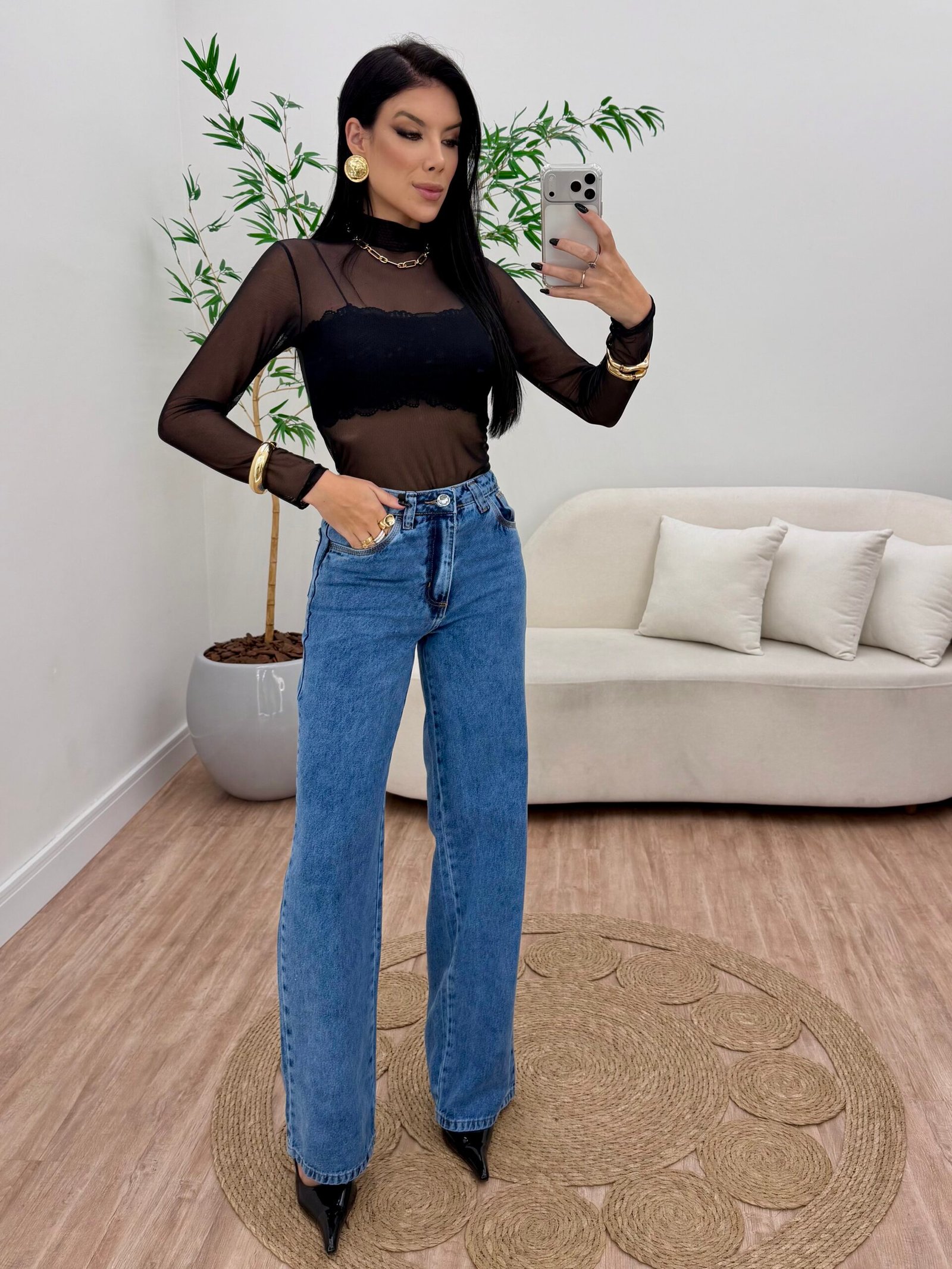 Calça Jeans Wide leg 0105