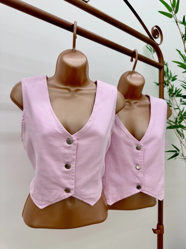 Colete Jeans Rosa
